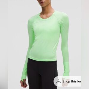 Lululemon Swiftly Tech Long Sleeve Shirt 2.0 Waist Length in Citra Lime Color